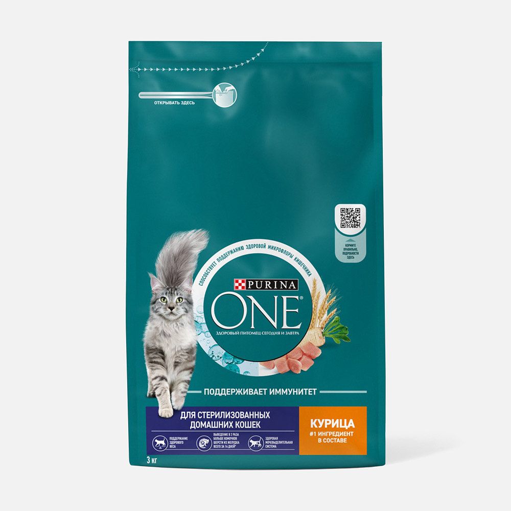 Изображение товара Сухой корм Purina One, для стерилизованных кошек, с курицей, 3 кг