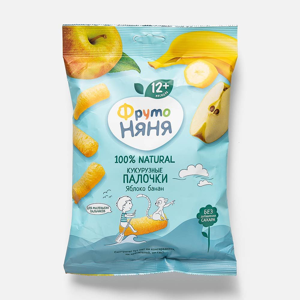 Изображение товара Кукурузные палочки ФрутоНяня, детские, яблоко и банан, с 12 месяцев, 20 г