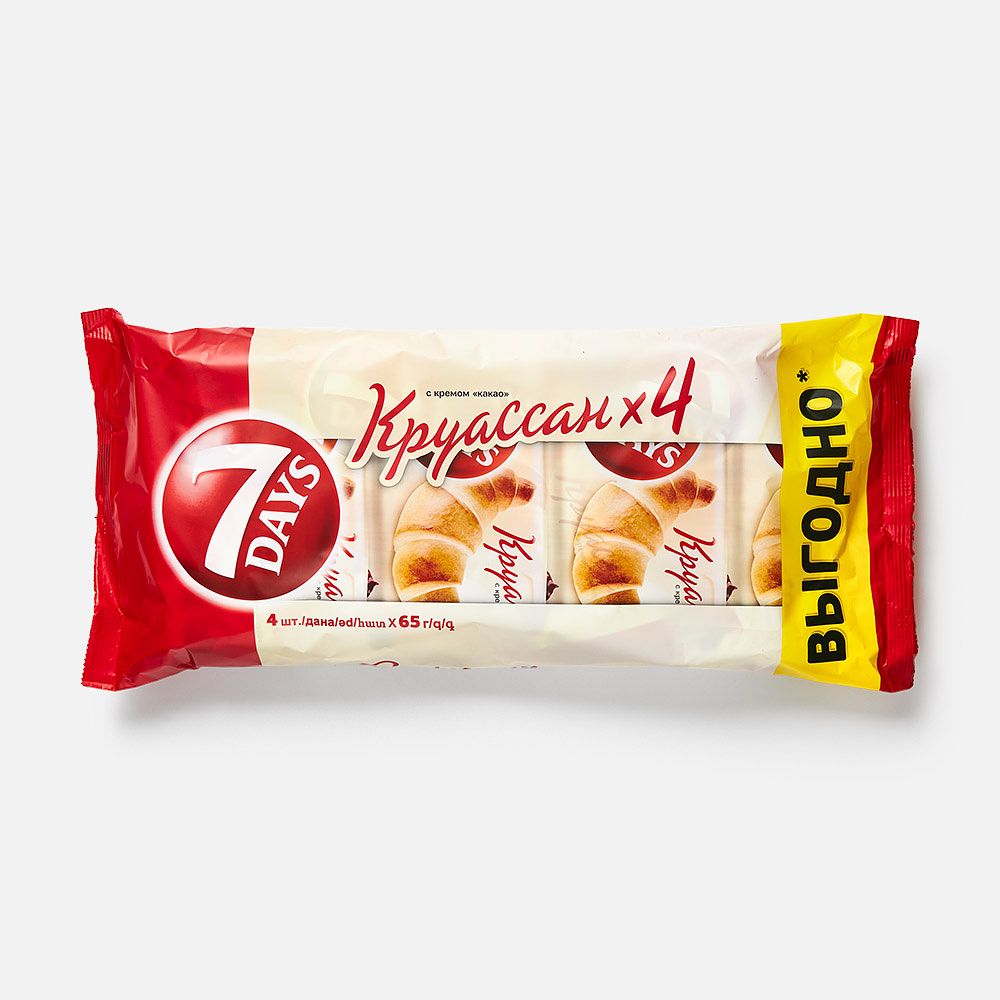 Изображение товара Круассаны 7 Days, с кремом какао, 4 шт., 260 г