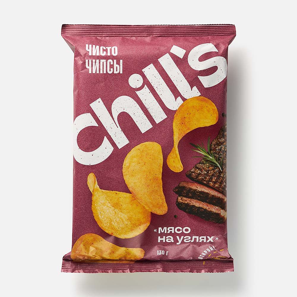 Изображение товара Чипсы Chill's с мясом на углях 130 г вкусная закуска для любителей мяса