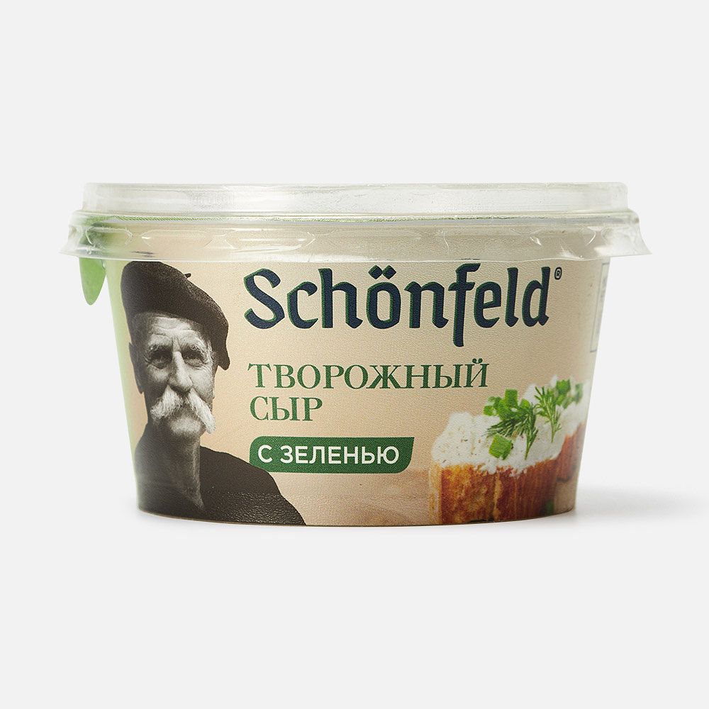 Изображение товара Творожный сыр Schönfeld, 65%, с зеленью, 140 г