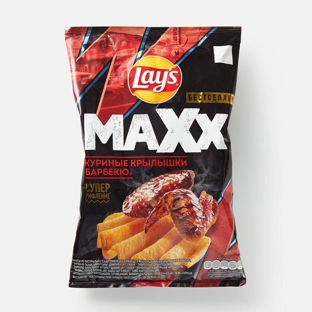 Изображение товара Чипсы Lay's Maxx рифлёные куриные крылышки барбекю 100 г