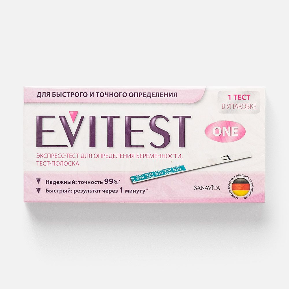 Изображение товара Экспресс-тест на беременность Evitest One, тест-полоска, 1 шт.