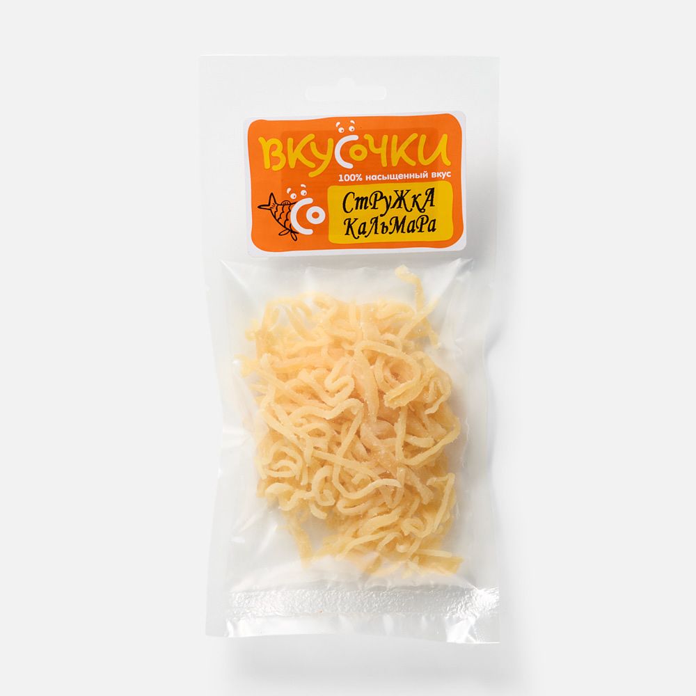 Изображение товара Солёно-сушёный кальмар Вкусочки, стружка, 40 г