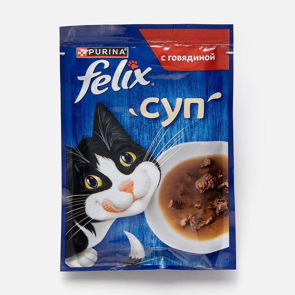 Изображение товара Влажный корм Felix, Суп, для кошек, с говядиной, 48 г