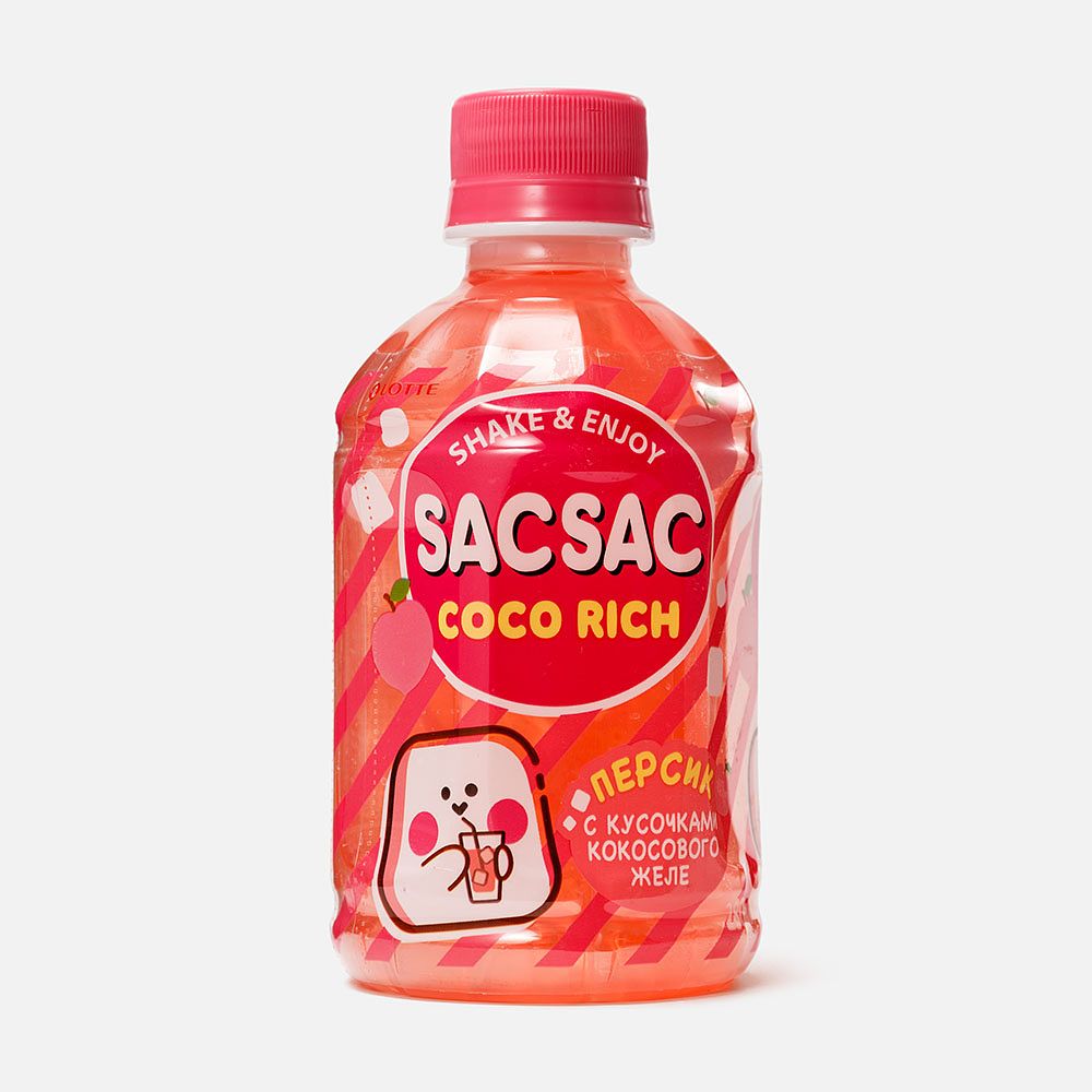 Изображение товара Напиток Sac Sac Coco Rich, с соком, с кусочками кокосового желе, персик, без газа, 0,28 л