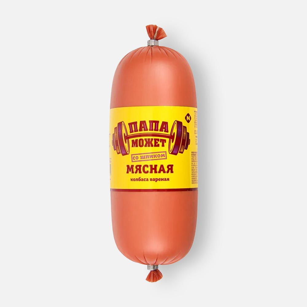 Изображение товара Варёная колбаса Папа может, Мясная, со шпиком, категория В, 500 г