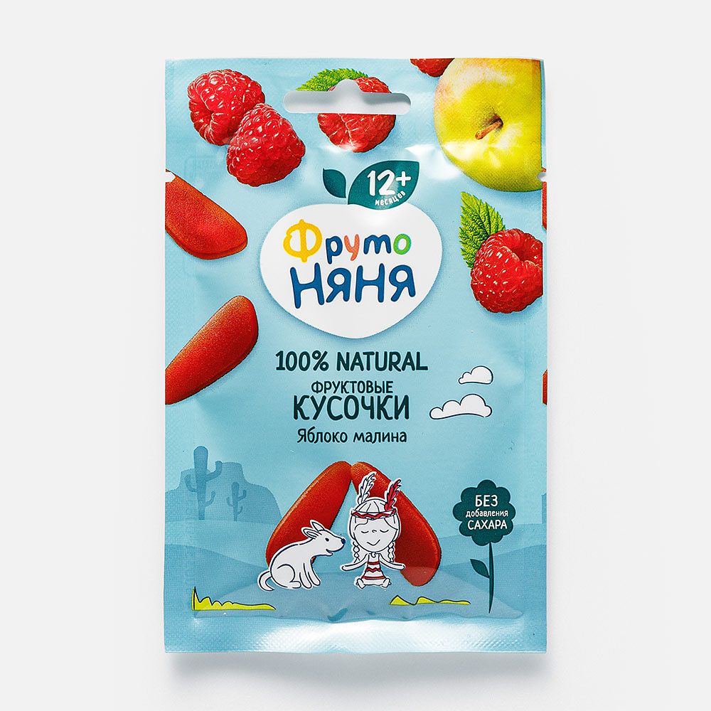 Изображение товара Фруктовые кусочки ФрутоНяня, яблоко и малина, с 12 месяцев, 15 г