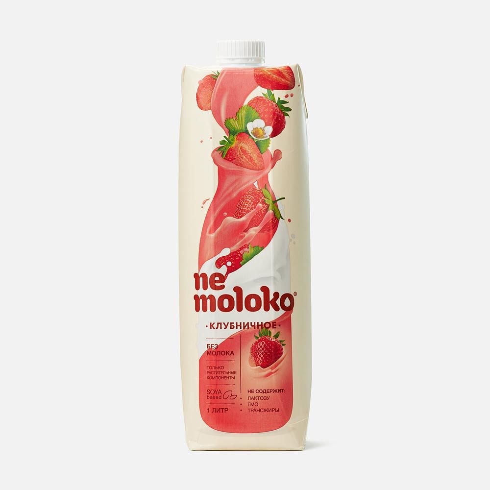 Изображение товара Растительный напиток Nemoloko, на соевой основе, клубничный, 1 л