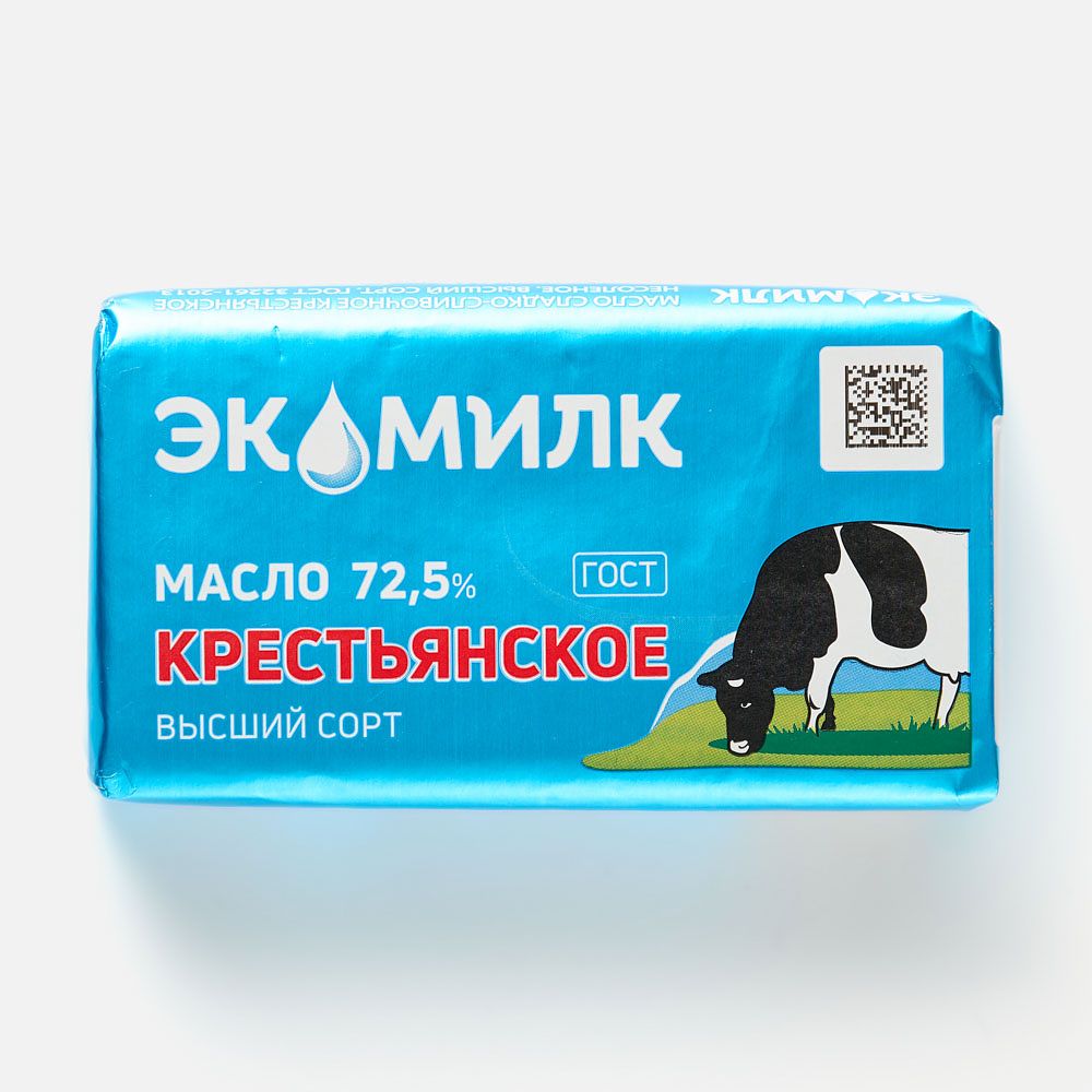 Изображение товара Сливочное масло Экомилк, 72,5%, крестьянское, ГОСТ, 160 г