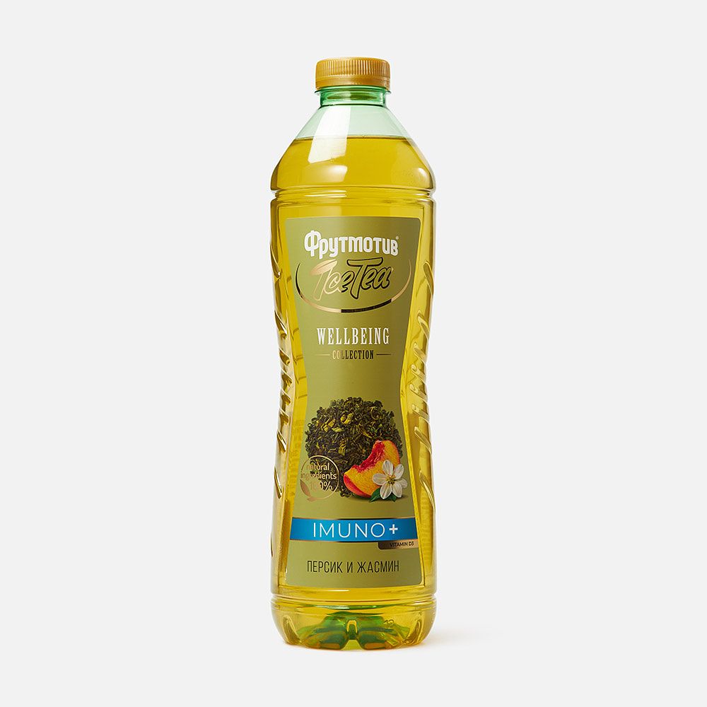 Изображение товара Холодный зелёный чай Фрутмотив Ice Tea Wellbeing Imuno, со вкусом персика и жасмина, без газа, 1,5 л