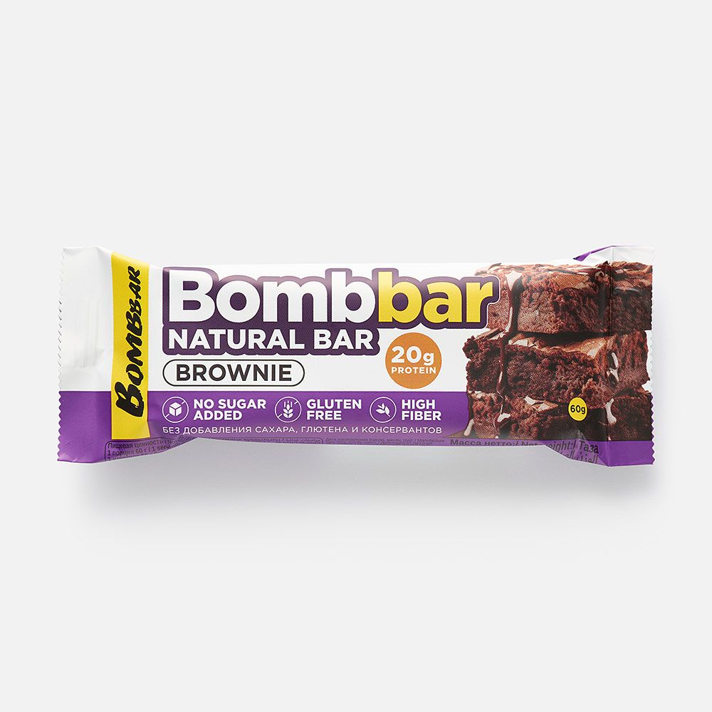 Изображение товара Протеиновый батончик Bombbar, без сахара, брауни, 60 г