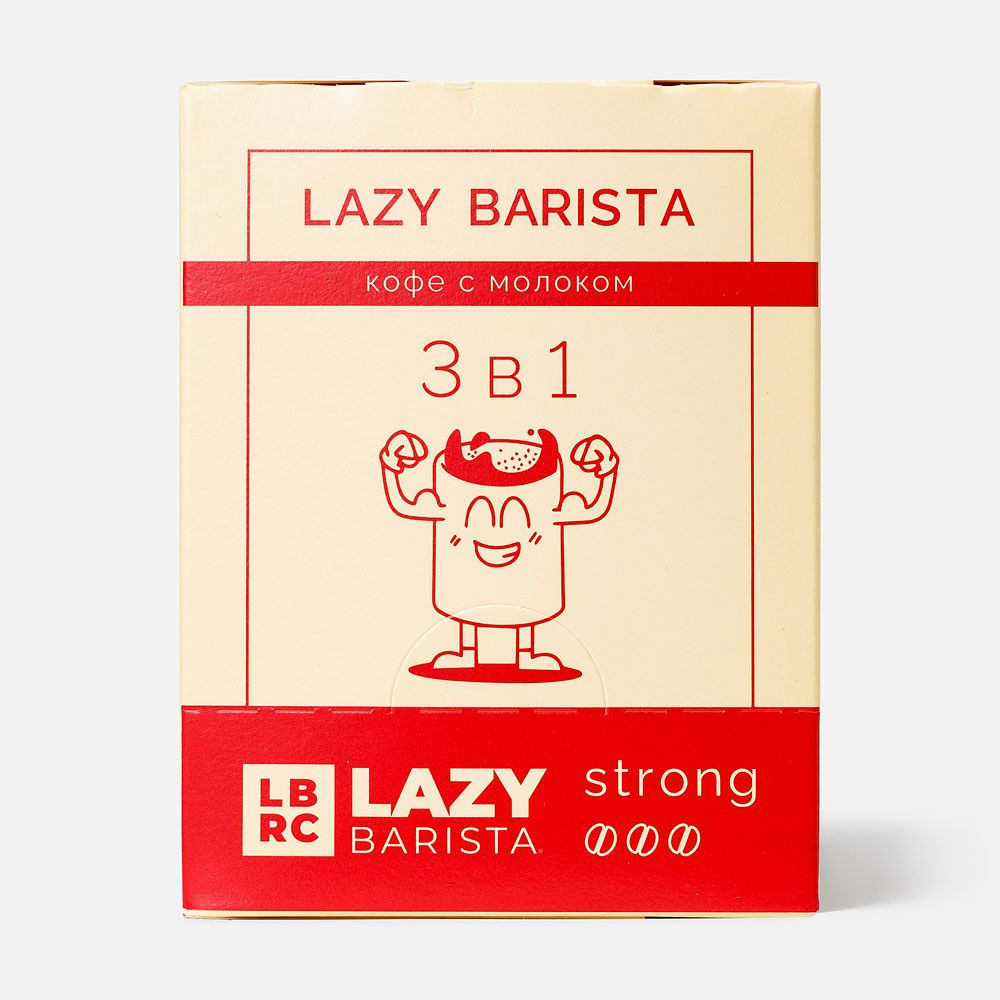 Изображение товара Растворимый кофейный напиток Lazy Barista, Strong, 3 в 1, в сашетах, 20 шт.