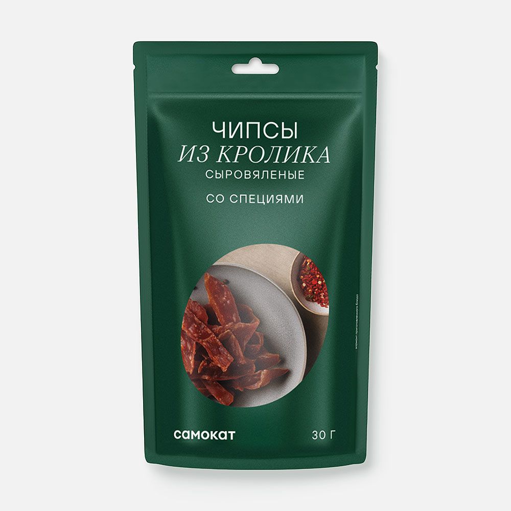 Изображение товара Сыровяленые мясные чипсы Самокат, из кролика, со специями, 30 г