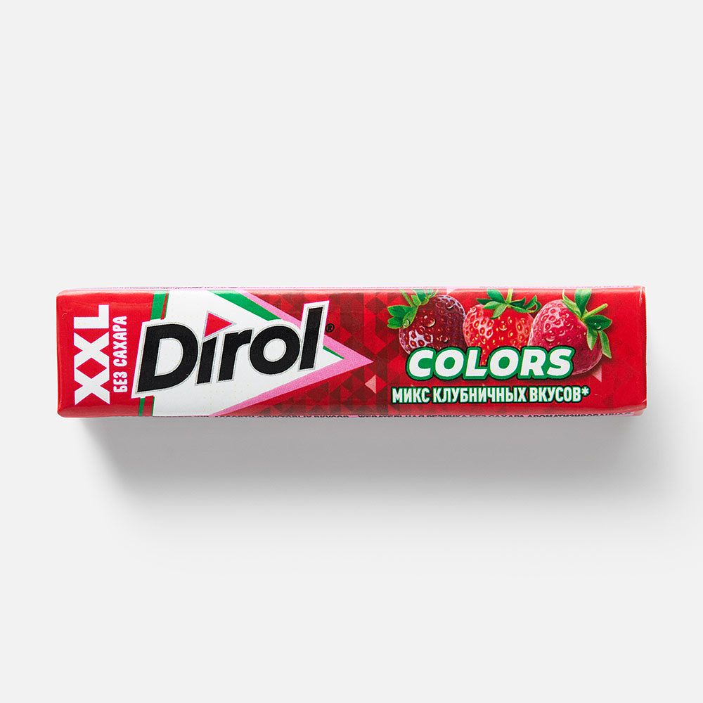 Изображение товара Жвачка Dirol Colors XXL, микс клубничных вкусов, без сахара, 19 г