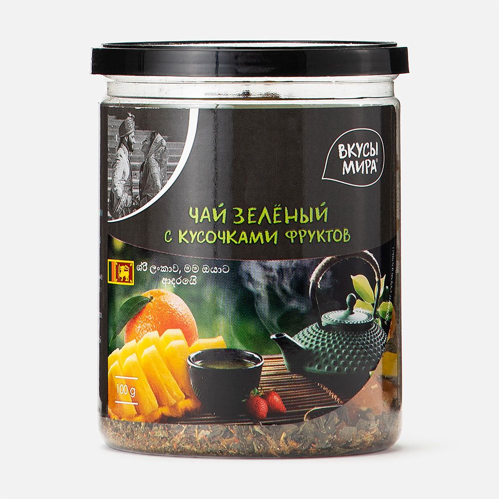Изображение товара Зелёный чай Вкусы мира, с кусочками фруктов, 100 г