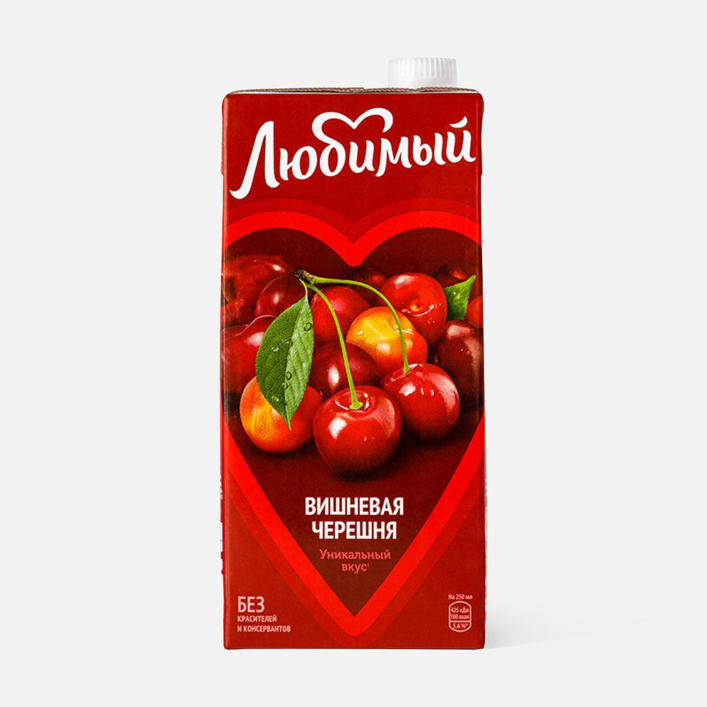 Изображение товара Напиток Любимый, с соком, яблоко, вишня и черешня, 0,95 л