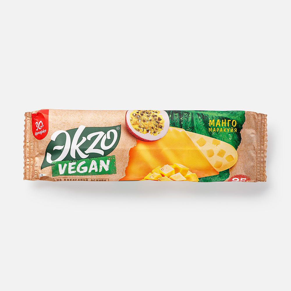 Изображение товара Растительное эскимо Эkzо Vegan, на кокосовой основе, манго и маракуйя, 70 г