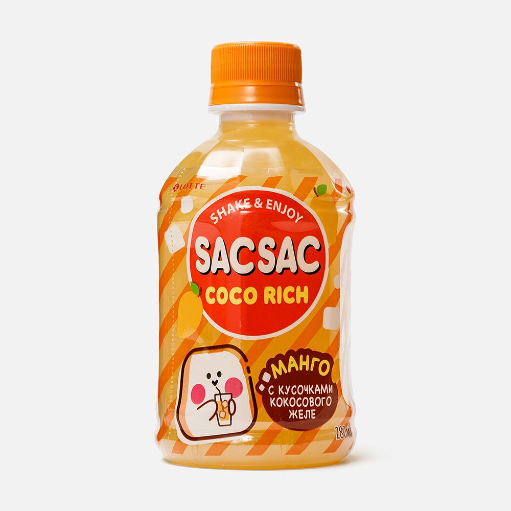 Изображение товара Напиток Sac Sac Coco Rich, с соком, с кусочками кокосового желе, манго, без газа, 0,28 л