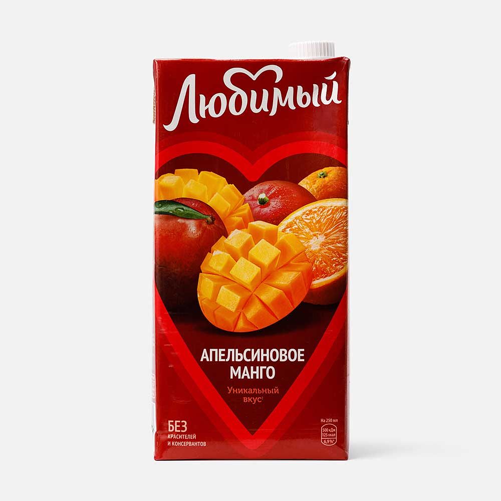 Изображение товара Напиток Любимый, с соком, апельсиновое манго, с мякотью, 1,93 л