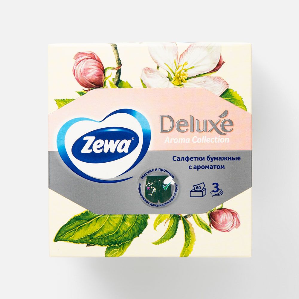 Изображение товара Салфетки бумажные Zewa Deluxe Aroma Collection 3 слоя, в коробке, 60 шт.