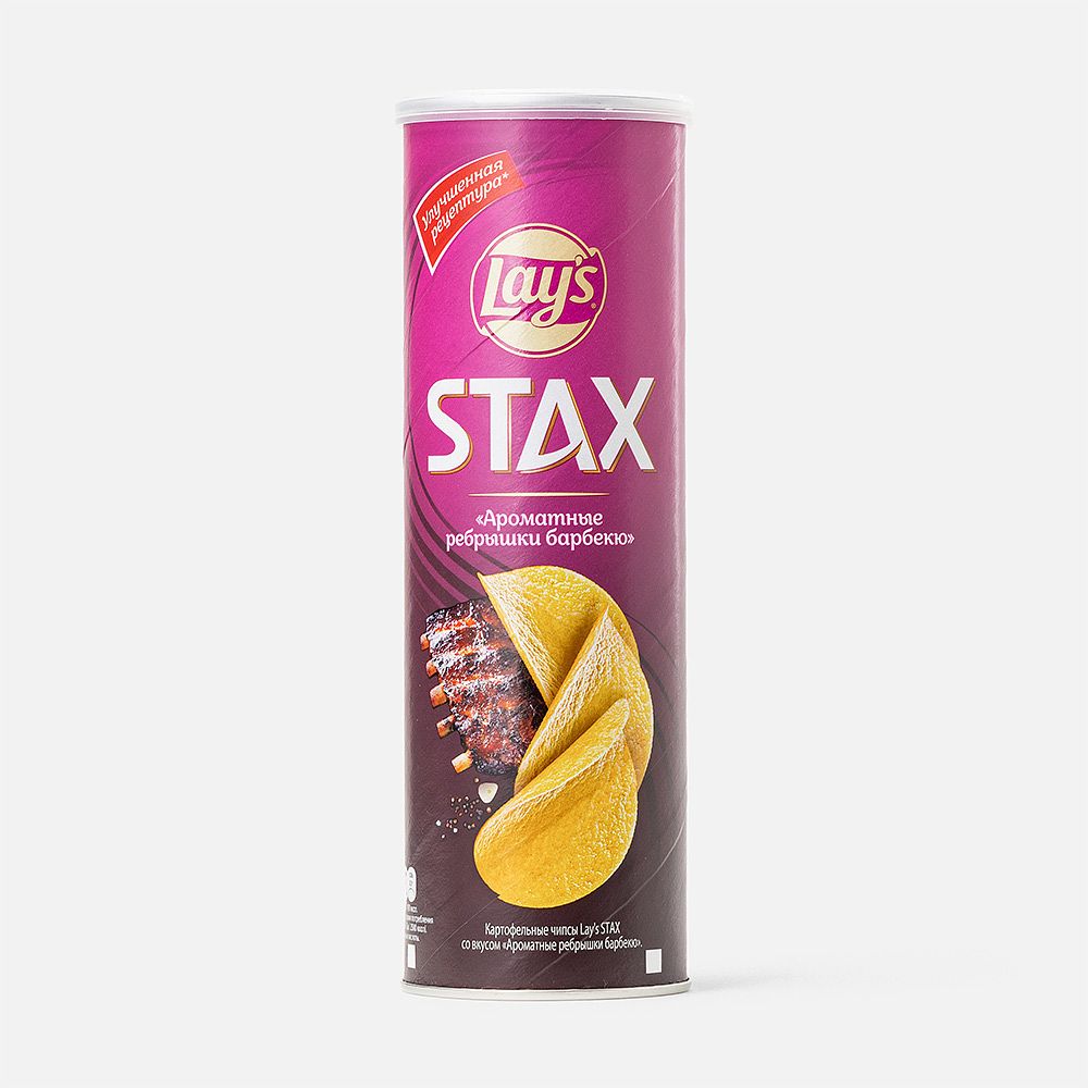 Изображение товара Чипсы Lay's Stax, ароматные рёбрышки барбекю, 140 г