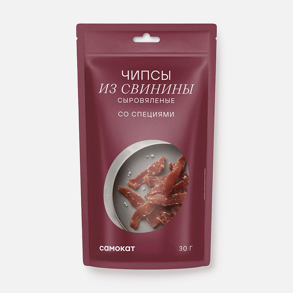Изображение товара Сыровяленые мясные чипсы Самокат, из свинины, со специями, 30 г