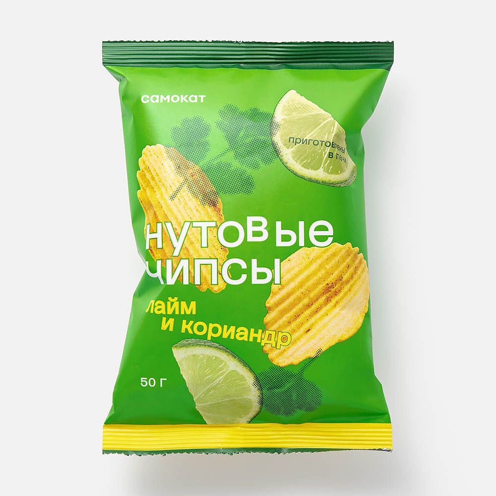 Изображение товара Нутовые чипсы Самокат, лайм и кориандр, 50 г