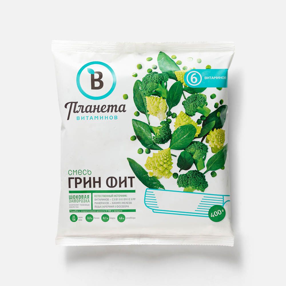 Изображение товара Овощная смесь Планета витаминов, Грин фит, заморозка, 400 г