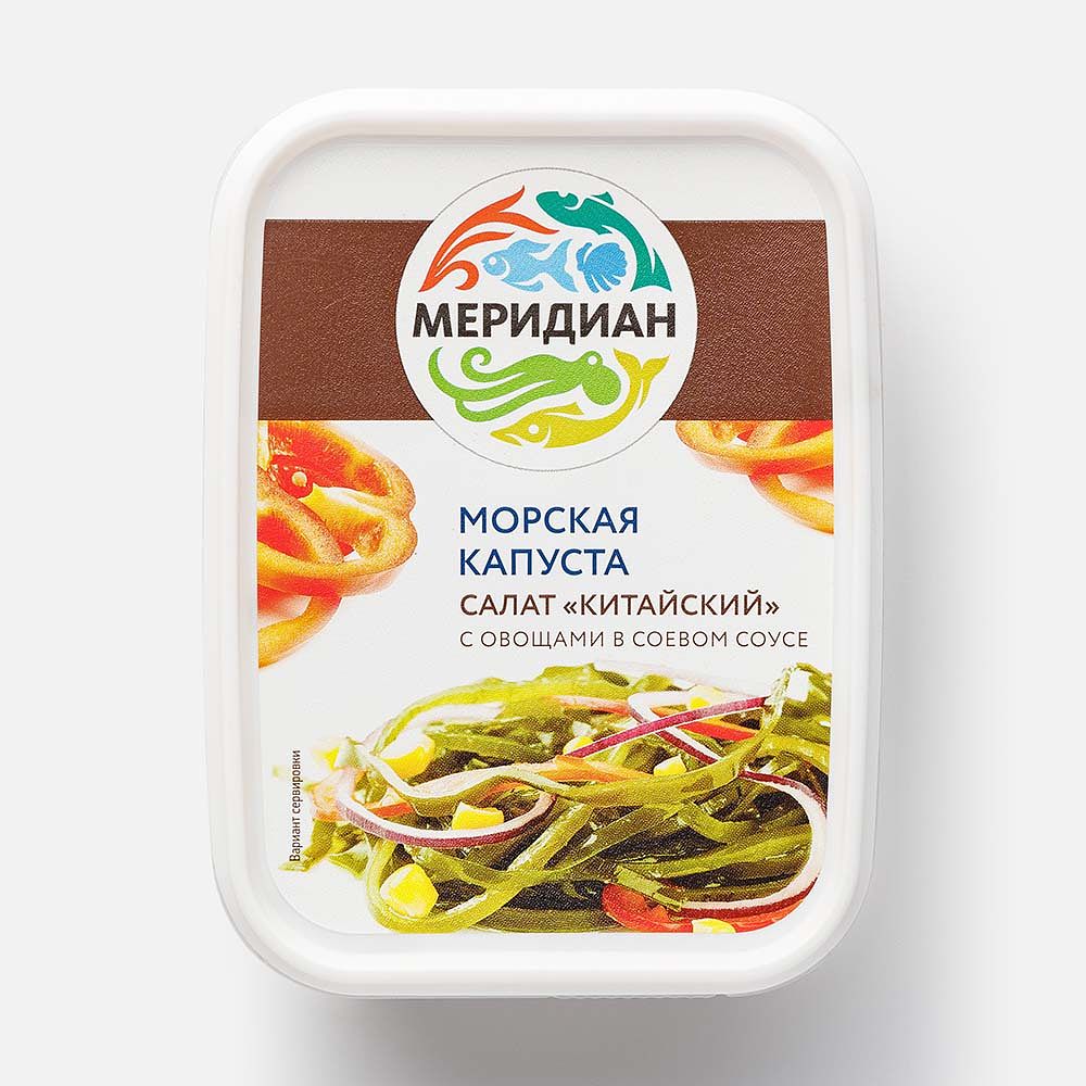 Изображение товара Салат Меридиан, Китайский, из морской капусты, с овощами, в соевом соусе, 200 г