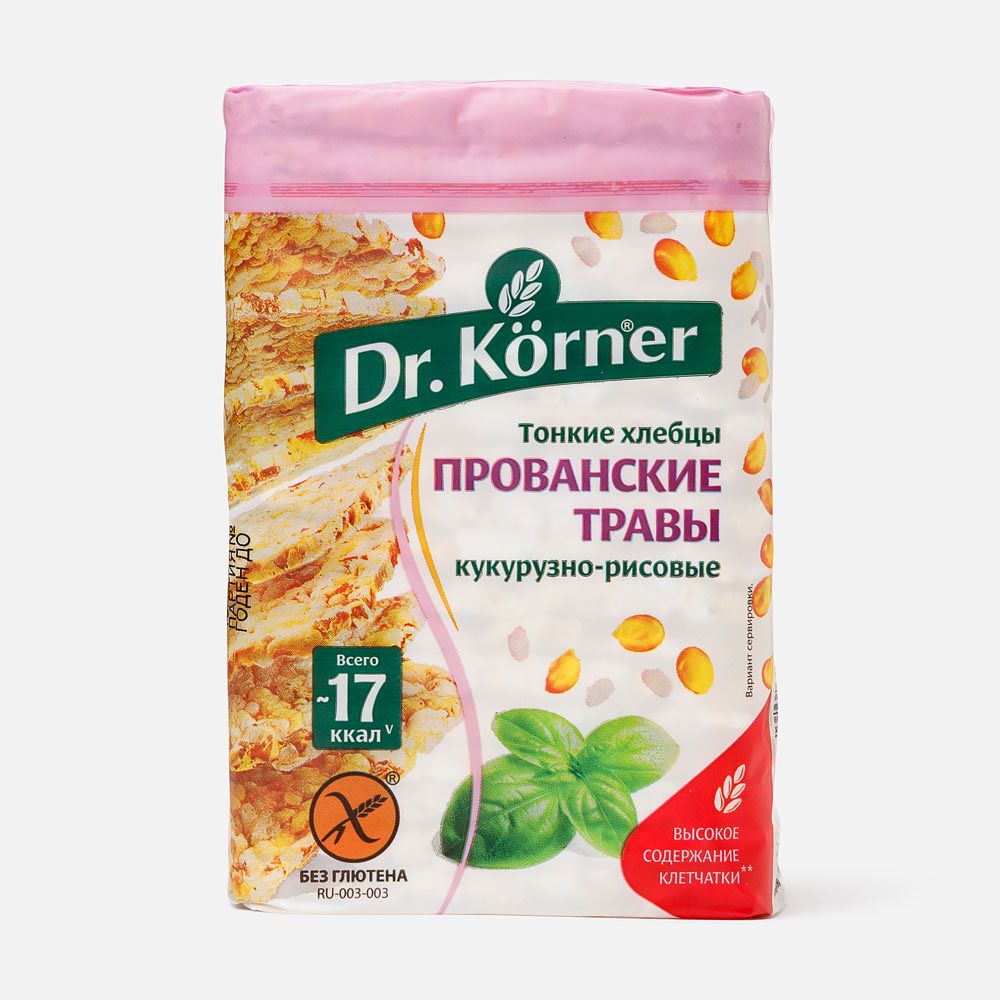 Изображение товара Хлебцы Dr. Körner, хрустящие, кукурузно-рисовые, с прованскими травами, 100 г