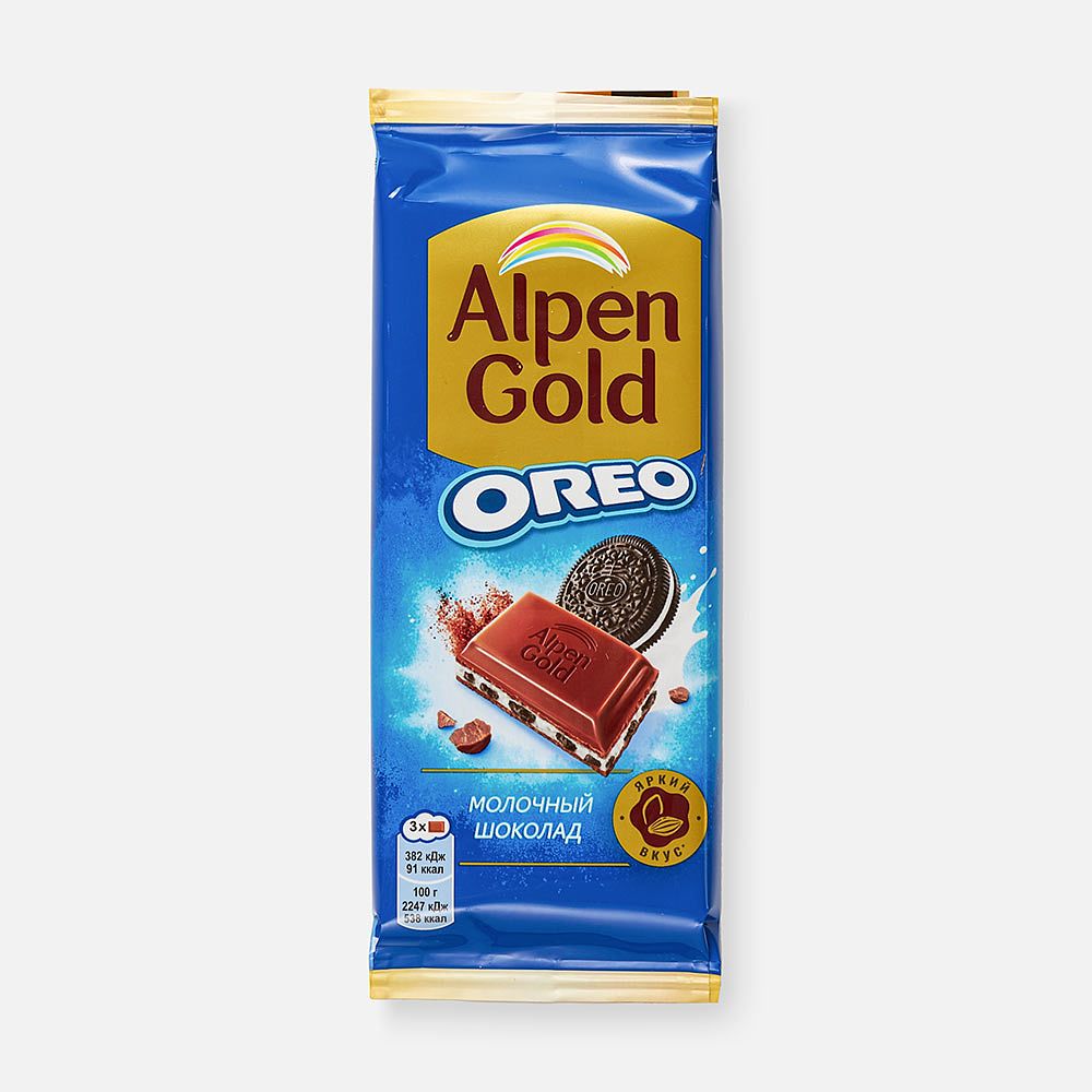 Изображение товара Молочный шоколад Alpen Gold Oreo с кусочками печенья 85 г