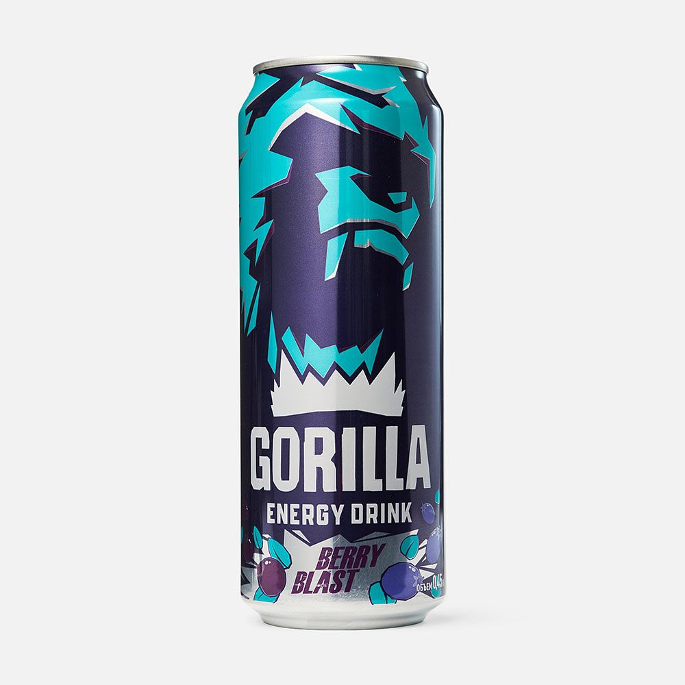 Изображение товара Энергетик Gorilla Berry Blast 0, 45 л - ягодный вкус, бодрость и энергия