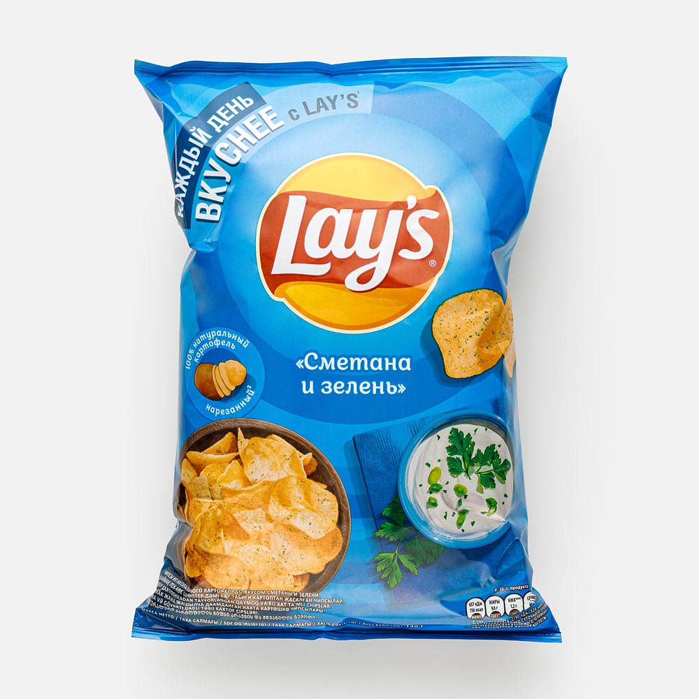 Изображение товара Чипсы Lay's, сметана и зелень, 140 г