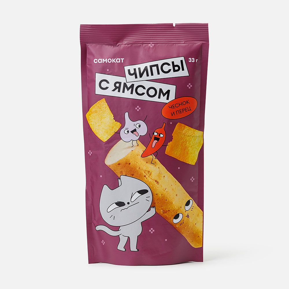 Изображение товара Из Китая: Чипсы Самокат, с ямсом, чеснок и перец, 33 г