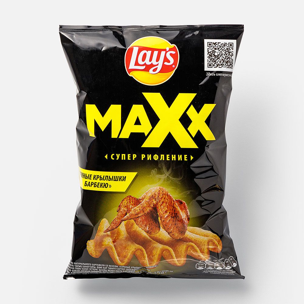 Изображение товара Чипсы Lay's Maxx, рифлёные, куриные крылышки барбекю, 110 г