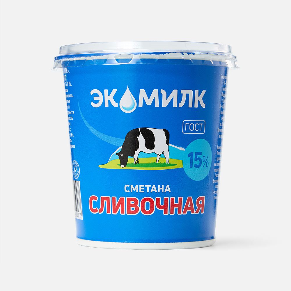 Изображение товара Сметана Экомилк, 15%, 300 г