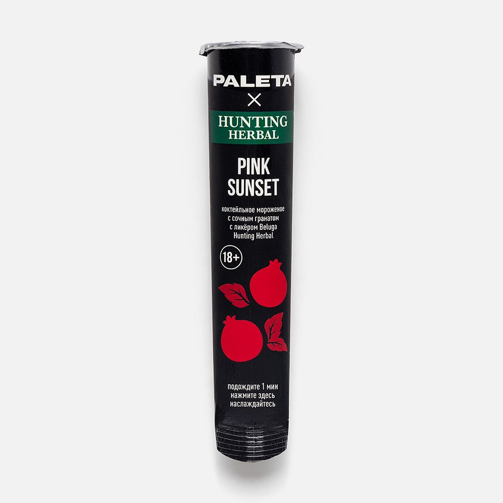 Изображение товара Коктейльное мороженое Paleta x Hunting Herbal, Pink Sunset, с гранатом и ликёром, 98 г