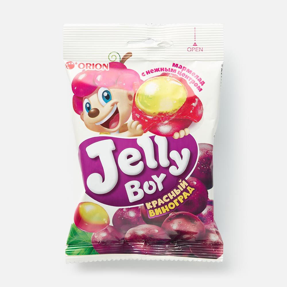 Изображение товара Жевательный мармелад Orion Jelly Boy, красный виноград, 66 г