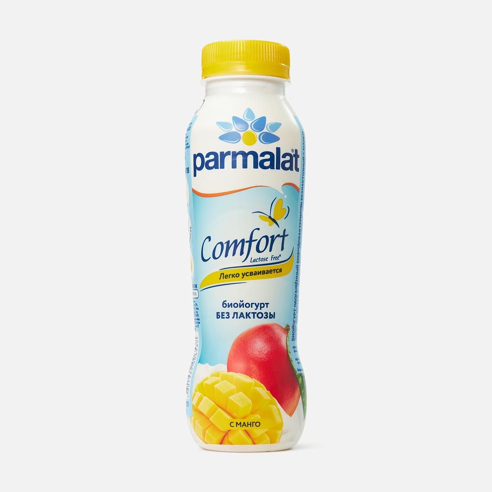 Изображение товара Биойогурт Parmalat Comfort, питьевой, безлактозный, манго, 1,5%, 290 г