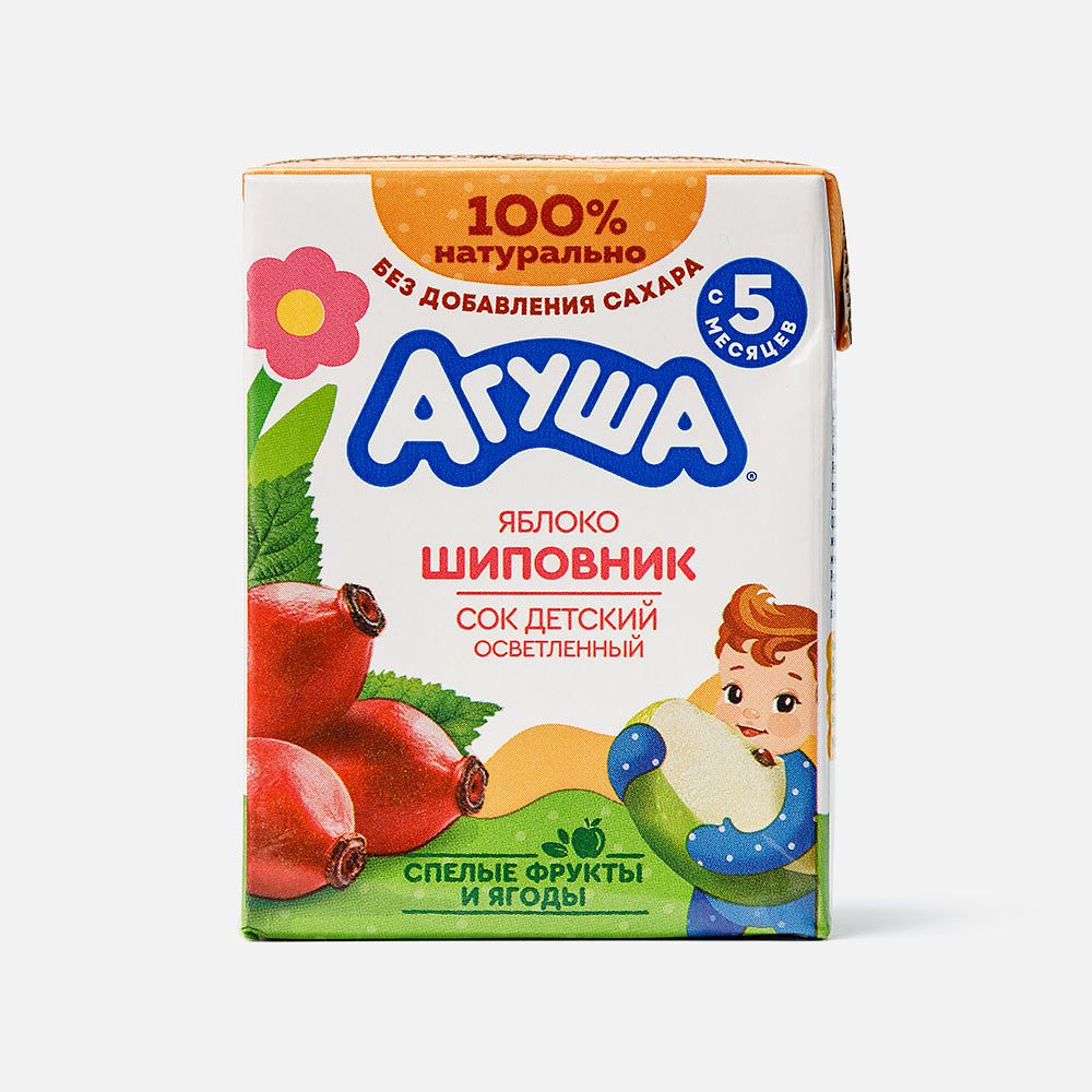 Изображение товара Яблочно-шиповниковый сок Агуша, осветлённый, 0,2 л