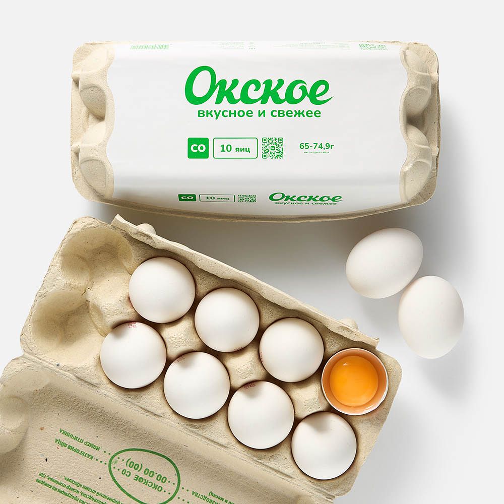 Изображение товара Куриное яйцо Окское, СО, белое, 10 шт.