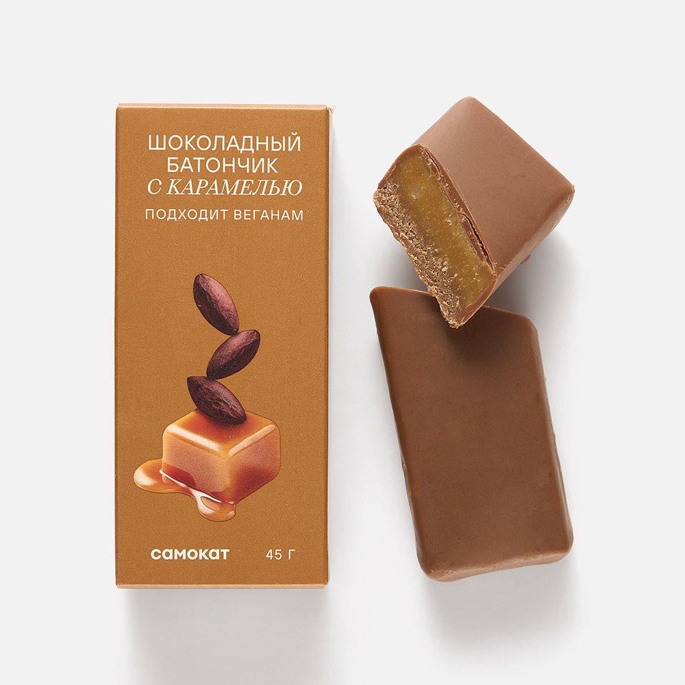 Изображение товара Шоколадный батончик Самокат, с карамелью, 45 г