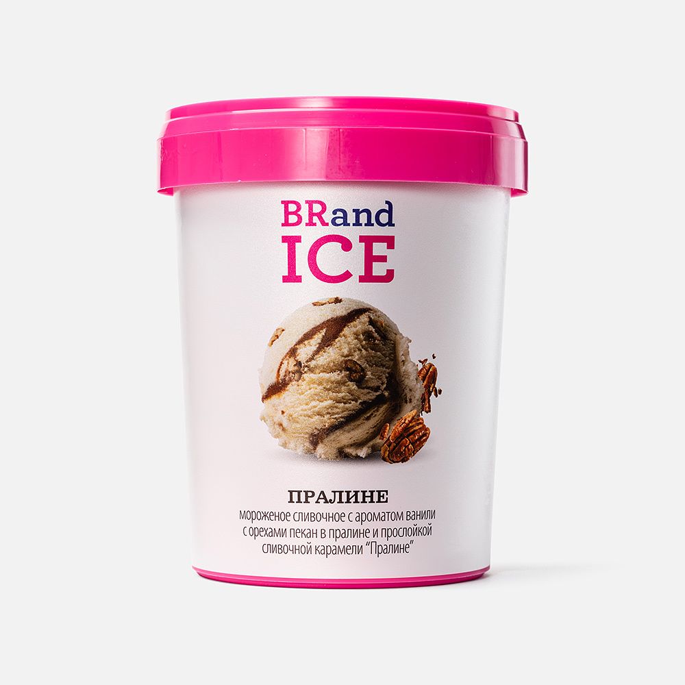 Изображение товара Мороженое BrandIce, сливочное пралине, с орехами пекан, в ведёрке, 500 г