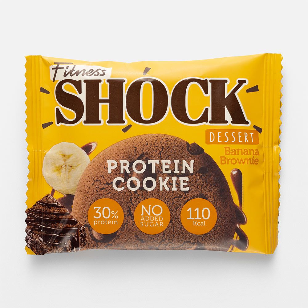 Изображение товара Печенье FitnesShock Dessert, 30% протеина, без сахара, банановый брауни, 35 г