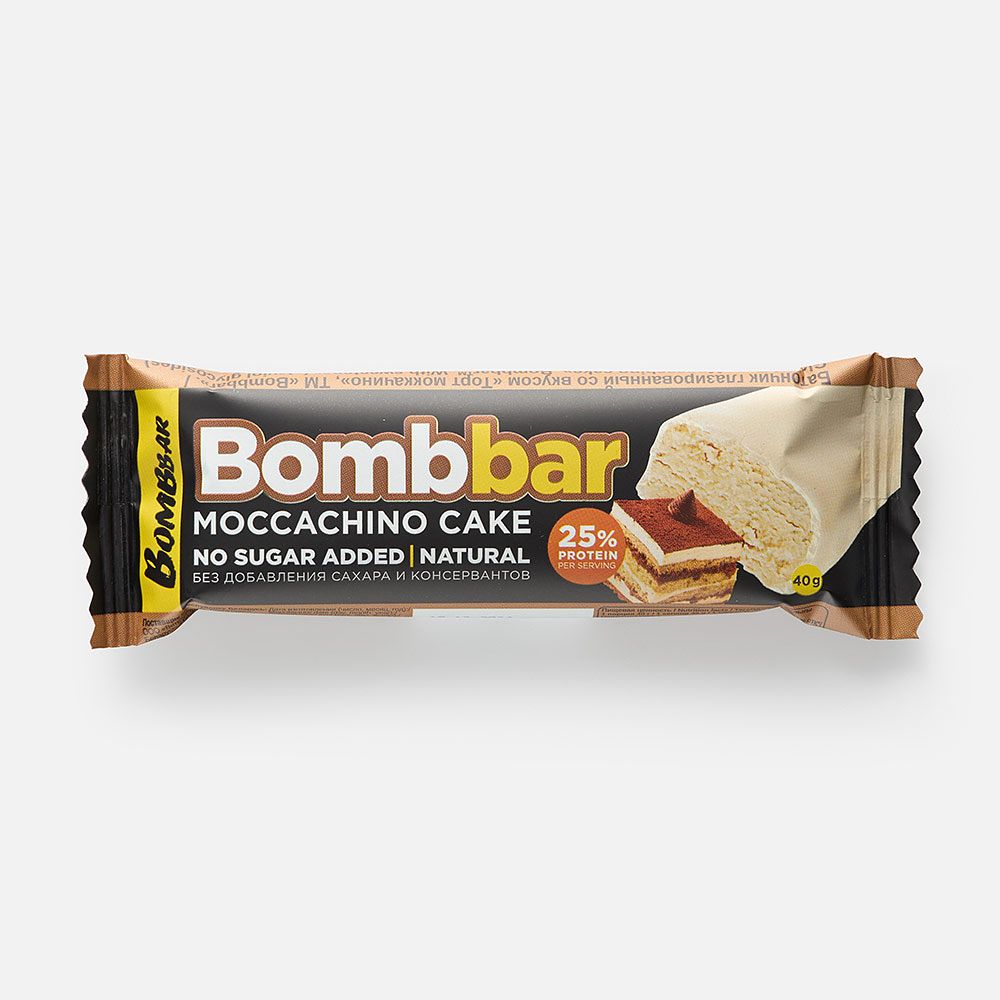 Изображение товара Батончик Bombbar, 25% протеина, без сахара, торт моккачино, 40 г