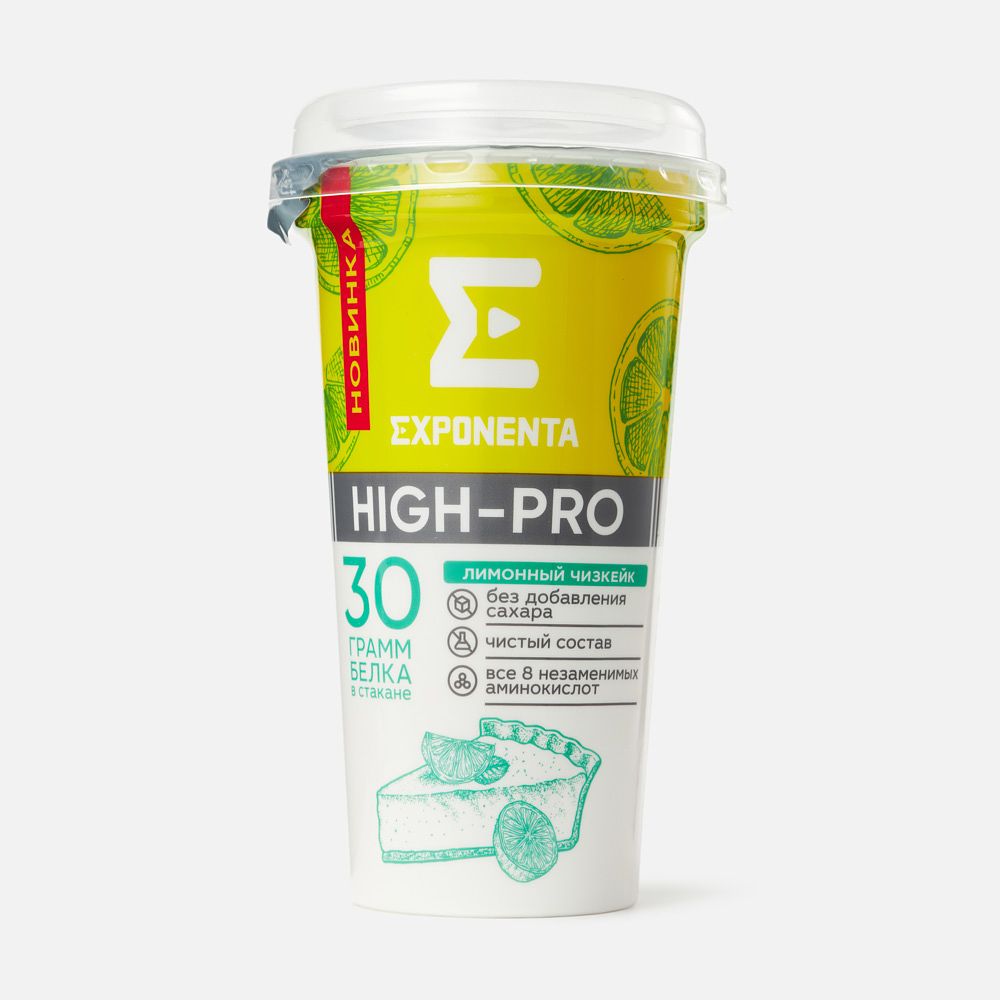 Изображение товара Кисломолочный напиток Exponenta High-Pro, обезжиренный, лимонный чизкейк, 250 г