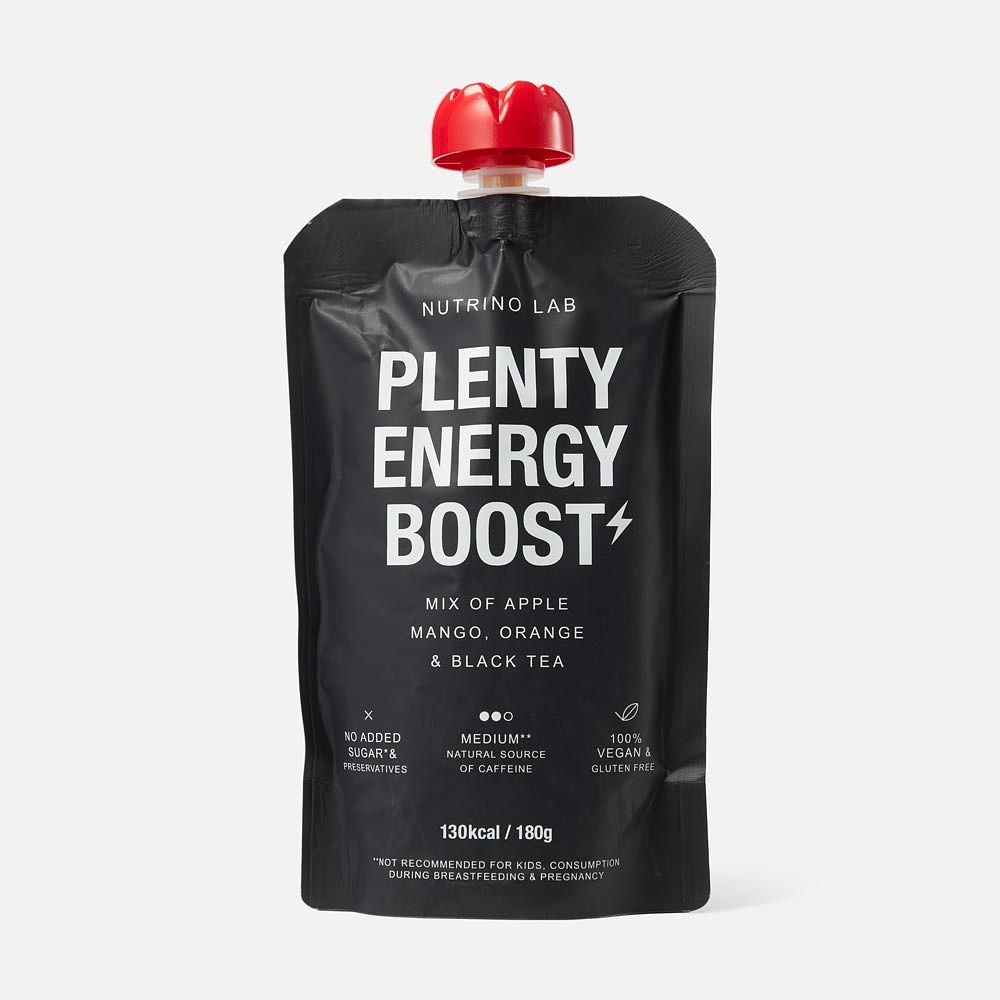 Изображение товара Фруктовое пюре Nutrino Lab Plenty Energy Boost, яблоко, манго, апельсин и чёрный чай, 180 г