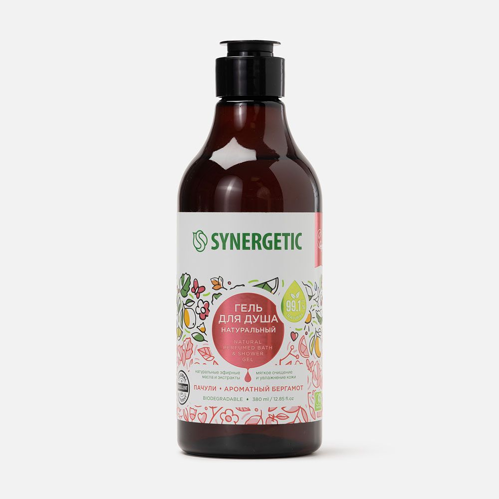 Изображение товара Гель для душа Synergetic, натуральный, Пачули и ароматный бергамот, 380 мл