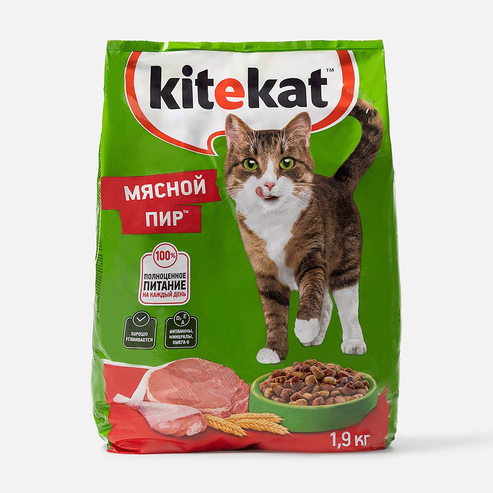 Изображение товара Сухой корм Kitekat, Мясной пир, для взрослых кошек, 1,9 кг